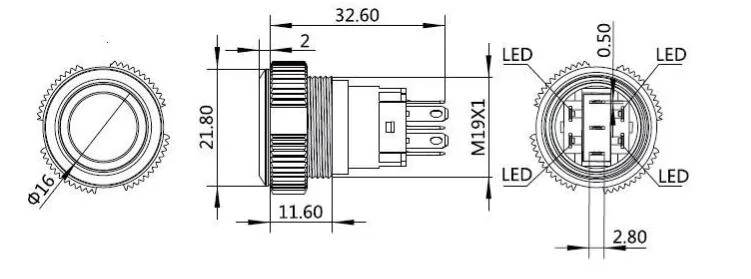 CMP Metal on off Latching RGB or Dual Color Illuminated Push Button Switch