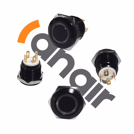 12 mm 16 mm 19 mm 22 mm 25 mm 30 mm Enclavamiento momentáneo DC 12V LED Interruptor de botón de metal a prueba de agua