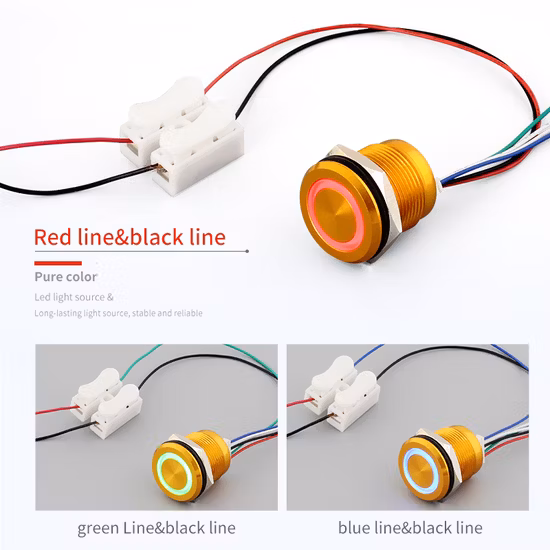 Interruptor de botón pulsador de metal plano de 22 mm